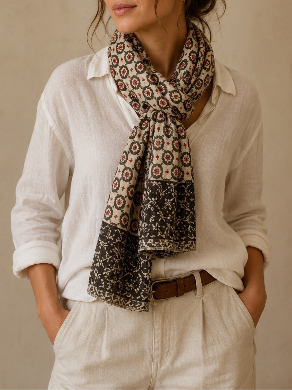 NWT Trades of Hope Fair Trade 100% Cotton Block Print Scarf Wrap Boho India